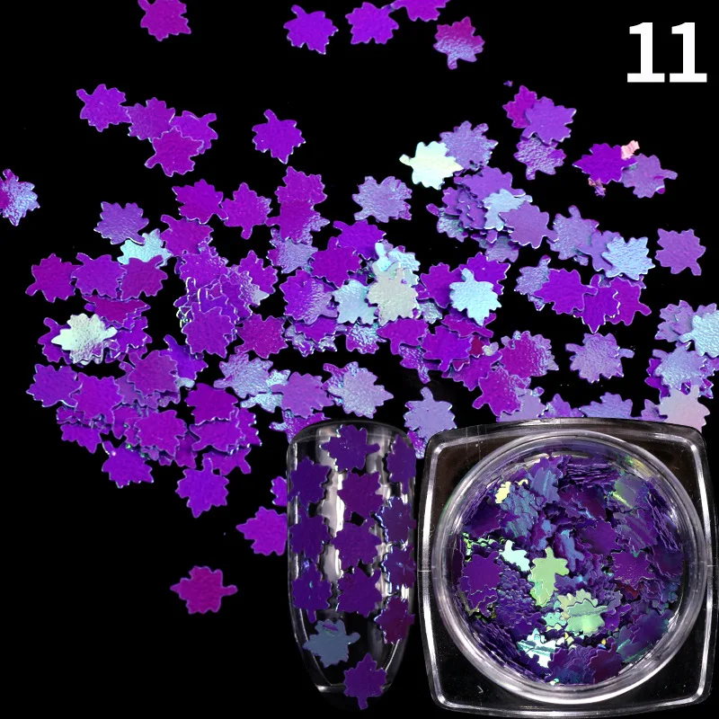 

12-color holographic nail art maple leaf solid color sequins laser flash gradient autumn design nail decoration accessories