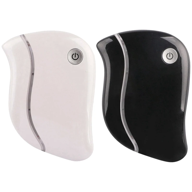 

2 Pcs Skin Face Neck Gua Sha Massage Tools Red Led Therapy Anti-Wrinkle Electronic Vibrating Massager, Black & White