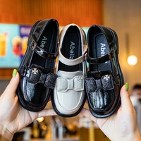 children bling sequins bow leather shoes for girls students non slip simple shoes 2022 spring autumn kids buckle strap flats