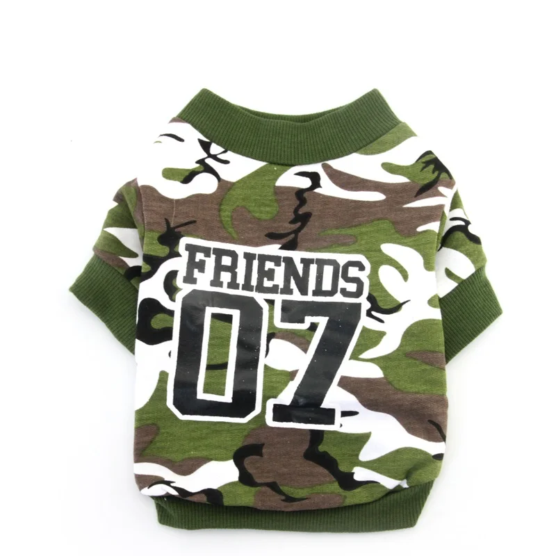 Летняя одежда для собак и кошек камуфляжная рубашка армейского зеленого цвета