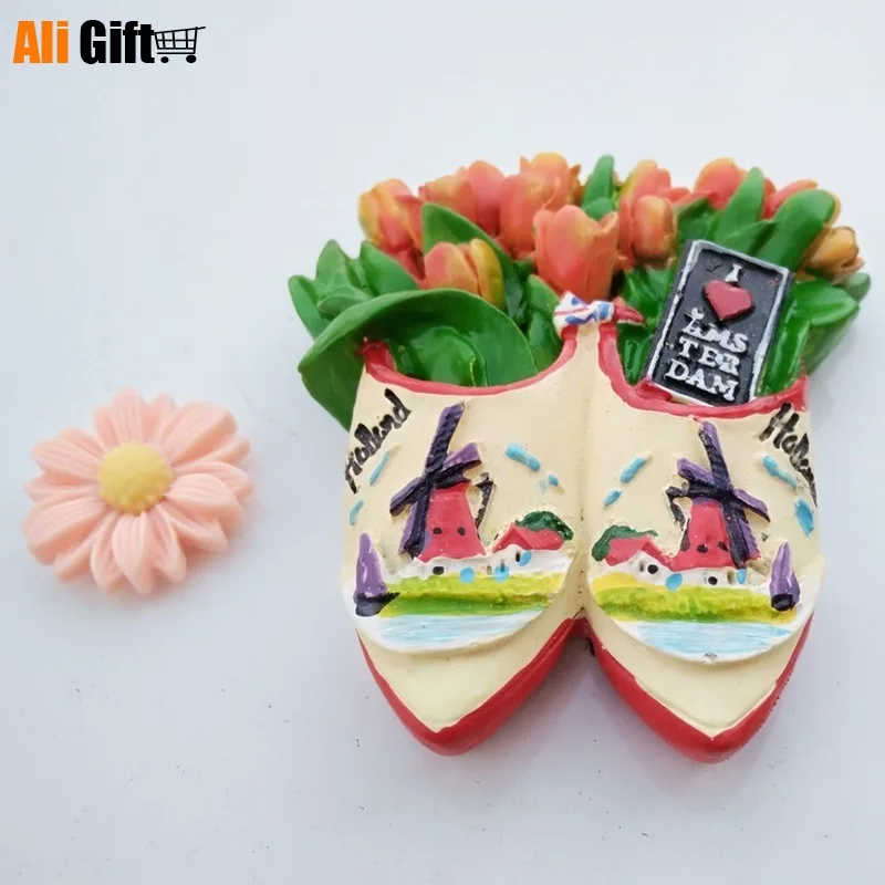 Мир Туризм Амстердам Нидерланды тюльпаны ветряная мельница Смола 3D холодильник