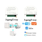 Новый Tuya Smart 2 gang 3 позиционный переключатель, Wifi беспроводной настенный выключатель, сменный модуль 10A, приложение, управление временем работы с Alexa Echo Smart Life