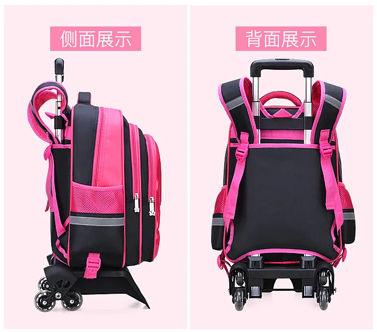 

Luxury Waterproof Big Capacity Primary School Students Luggage Schoolbag Children's Trolley School Backpack Bag With Wheels Blue