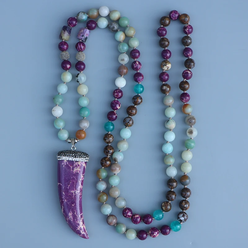 EDOTHALIA фиолетовый Императорский камень кулон ожерелье для женщин 8 мм Амазонит