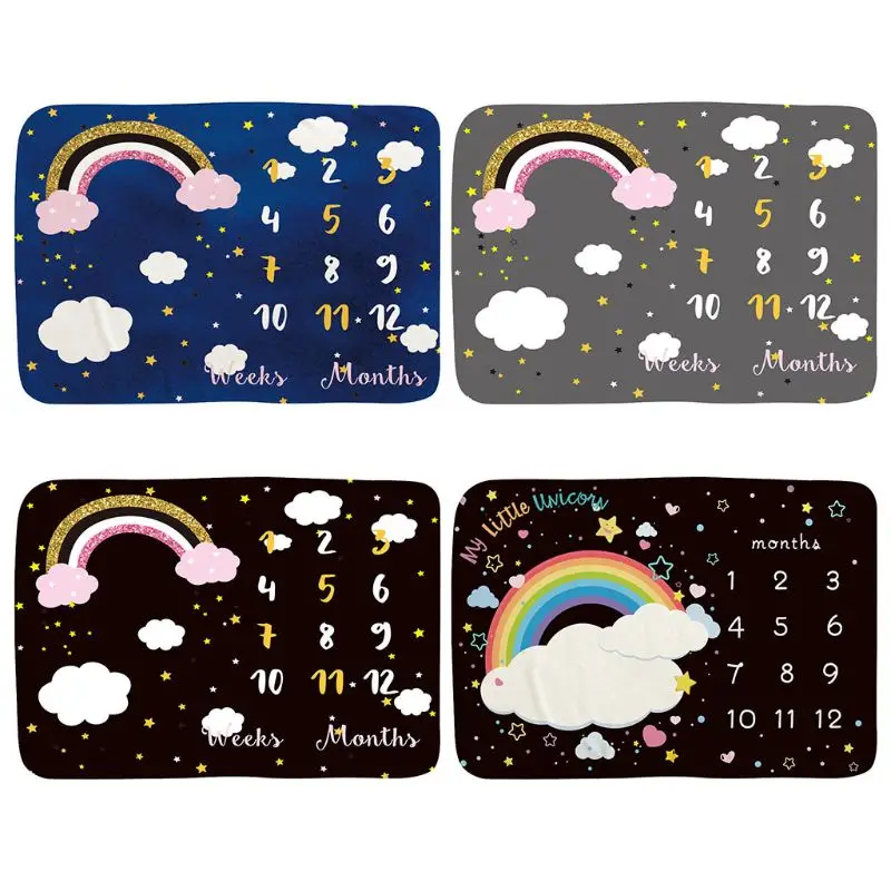 Фон для фотографирования новорожденных Baby Milestone Радужное покрывало тканевый