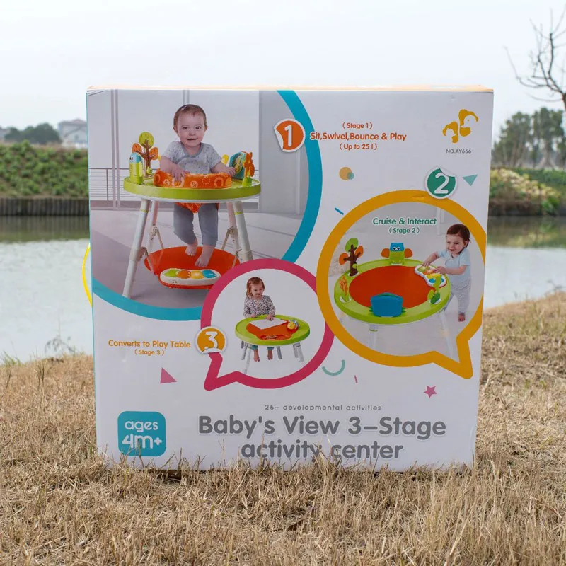 

New 3-stages activity center Develop table for baby 25+ activities Music Light book toys Teether 360 rotate seats Christmas Gift