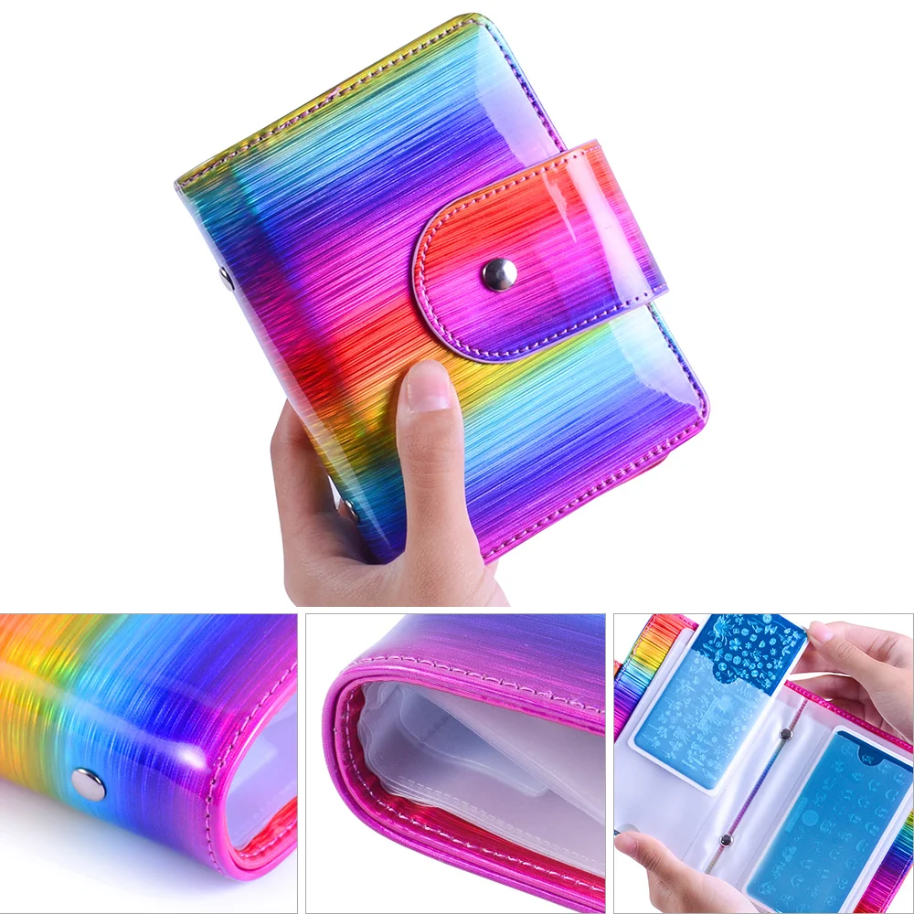 3 цвета голографический держатель для штамповки ногтей 20 слотов пластинки чехол
