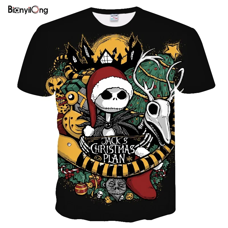Новинка 2019 Мужская футболка Кошмар перед Рождеством Джек Хэллоуин 3D принт