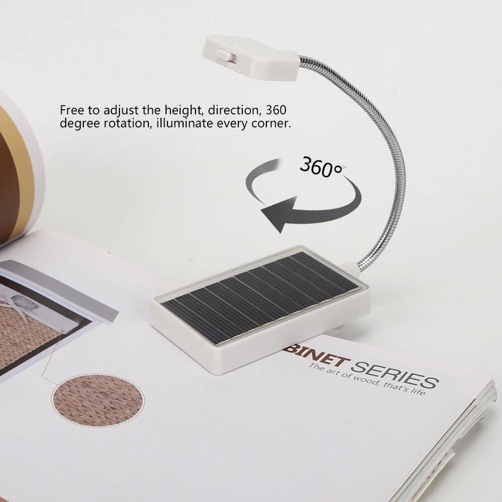 Гибкая рукоятка Солнечная USB 3LED Клип лампа для спальни Настольный светильник
