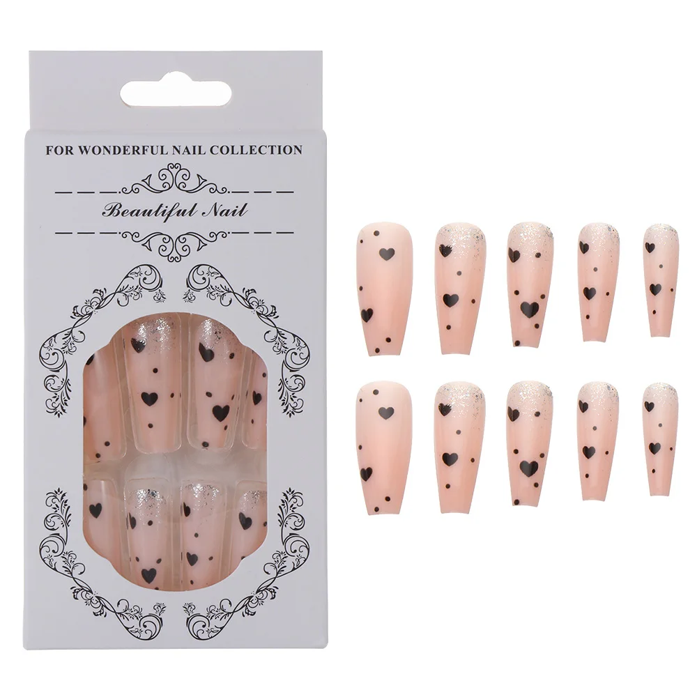 24 шт. накладные ногти с черным сердцем | Красота и здоровье