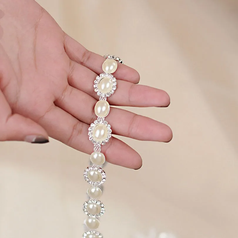 Женская лента с кристаллами и жемчугом|Свадебные пояса| |