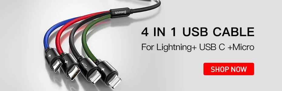 Светодиодный usb-кабель Baseus 3 в 1 type C для samsung S10 S9 iPhone 11Pro Max XR, USB кабель для зарядного устройства для автомобиля, Micro USB кабель, USB-C провод