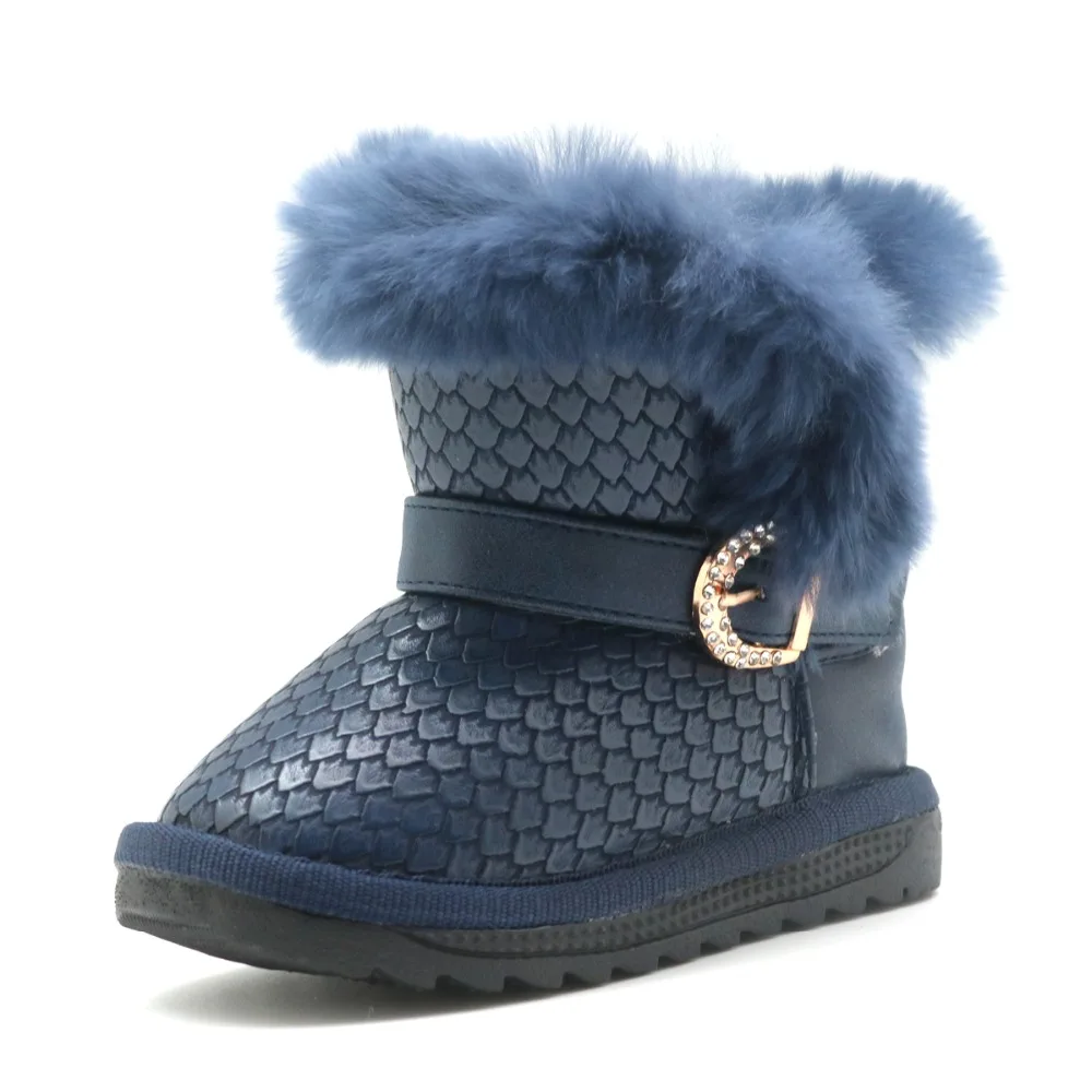 Новинка зимние ботинки Apakowa для маленьких девочек с украшением из натурального