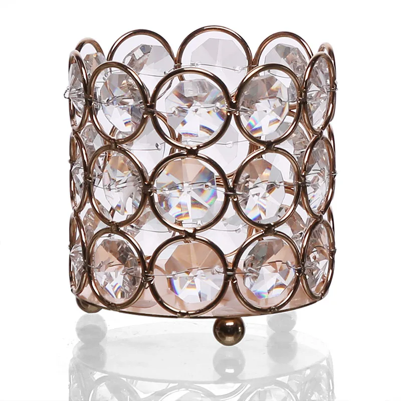 Crystal Candle Holder Nordic Table Dinner Metal Candlestick Cup Gold Silver Decoration Bougeoir Wedding Centerpiece FC160 | Дом и сад
