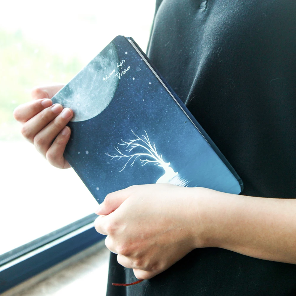 

1pc Creative Starry Sky Deer Luminous Notebook Notepad for Kids Diary Book Student Stationery School Supplies material escolar