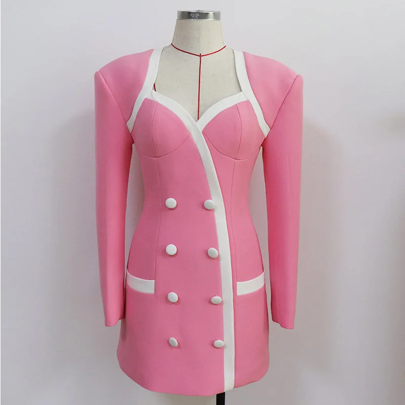 

New 2020 Autumn/winter double-breasted suit skirt matching color temperament suit wrap skirt sexy little skirt women's dress