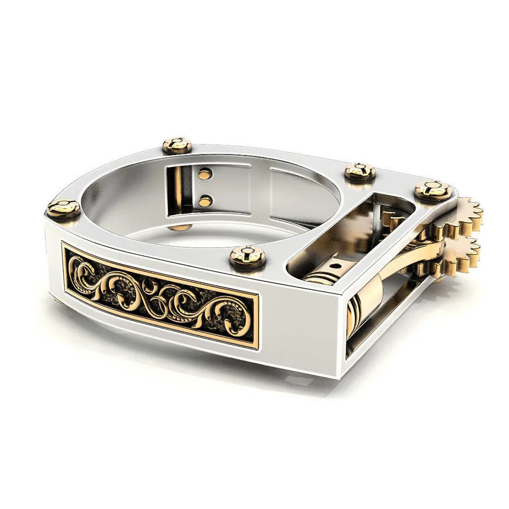 Персонализированные кольца геометрические механические поршни два цвета