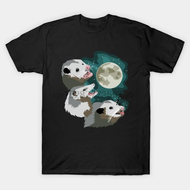 Мужская футболка Three Possum Moon Wolf с карикатурами принтом Футболки|Мужские футболки| |