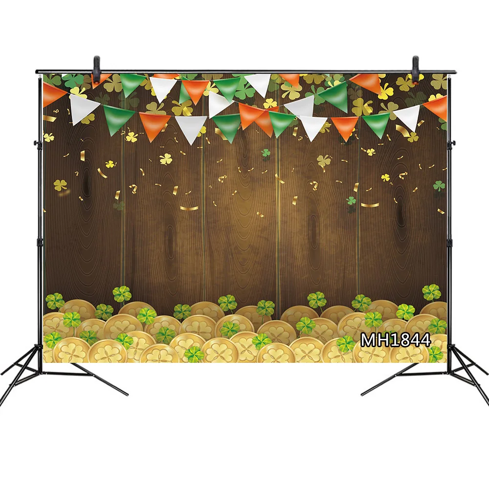 Фон для фотосъемки в стиле дня Св. Патрика зеленые клеверы винтажный фон с
