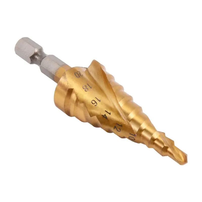 Большой 4-20 мм HSS шаг конус сверла набор с титановым покрытием отверстие резак 1/4