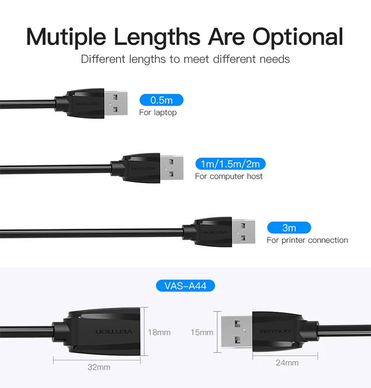 Vention USB2.0 УДЛИНИТЕЛЬ для мужчин и женщин супер скорость USB кабель для передачи данных удлинитель для ПК клавиатура принтер мышь компьютерный кабель
