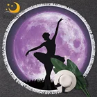 Круглое пляжное полотенце BlessLiving, гигантский фиолетовый гобелен с Луной, танцующая девушка, коврик для йоги, Галактическое ночное небо, яркое одеяло 150