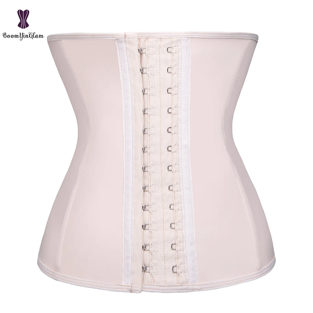 

Shinning Latex Waist Trainer Corset 9 Spiral Steel Boned Gym Sports Waist Protection Waist Slimming Korsett For Women Gorset Hot