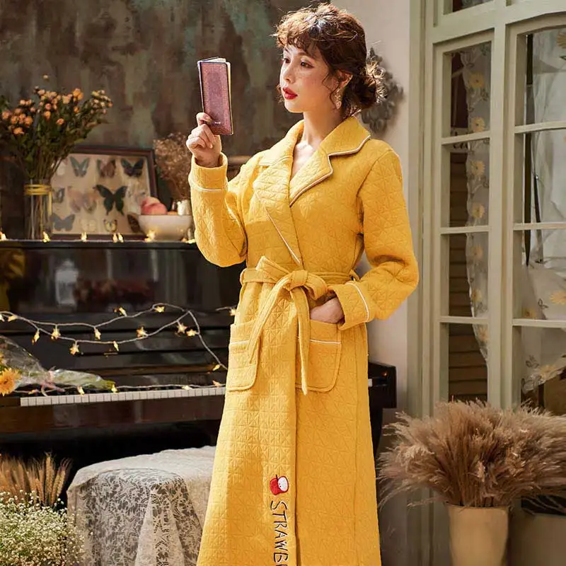 2019 зимнее женское плотное Хлопковое платье Корейская версия милых длинных