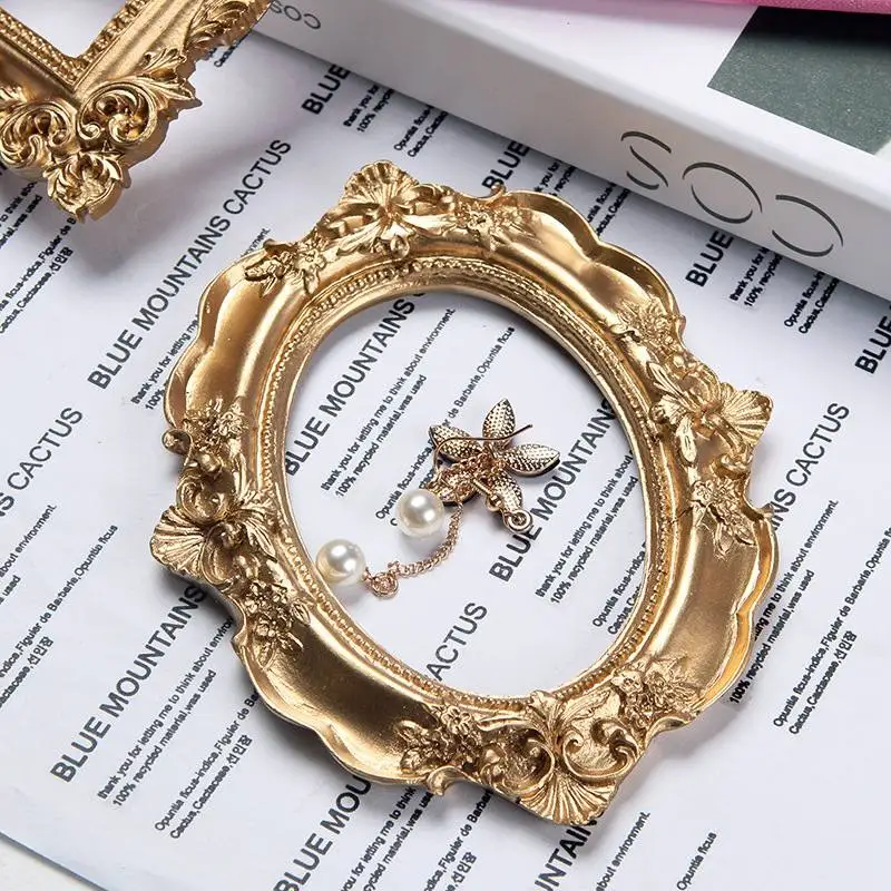 Золотая фоторамка в стиле ретро украшение для ногтей Европейский