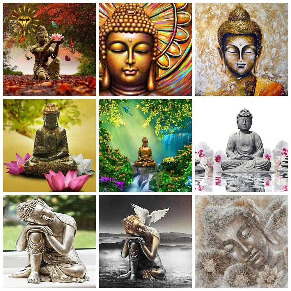 

Diy 5D Diamond Painting Full Round/square Drill Cross Stitch Religion Diamond Embroidery Buddha Mosaic Picture Rhinestone Decor