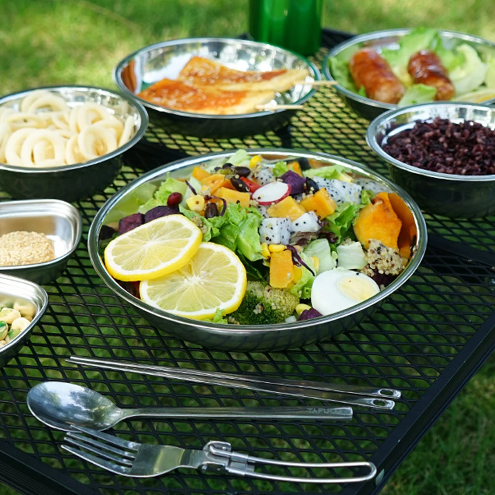 

1 Set of 17Pcs Camping Mess Kit Outdoor Tableware Plate Bowl with Storage Bag Camping Equipment Picnic Plate Bowl Tableware Kit