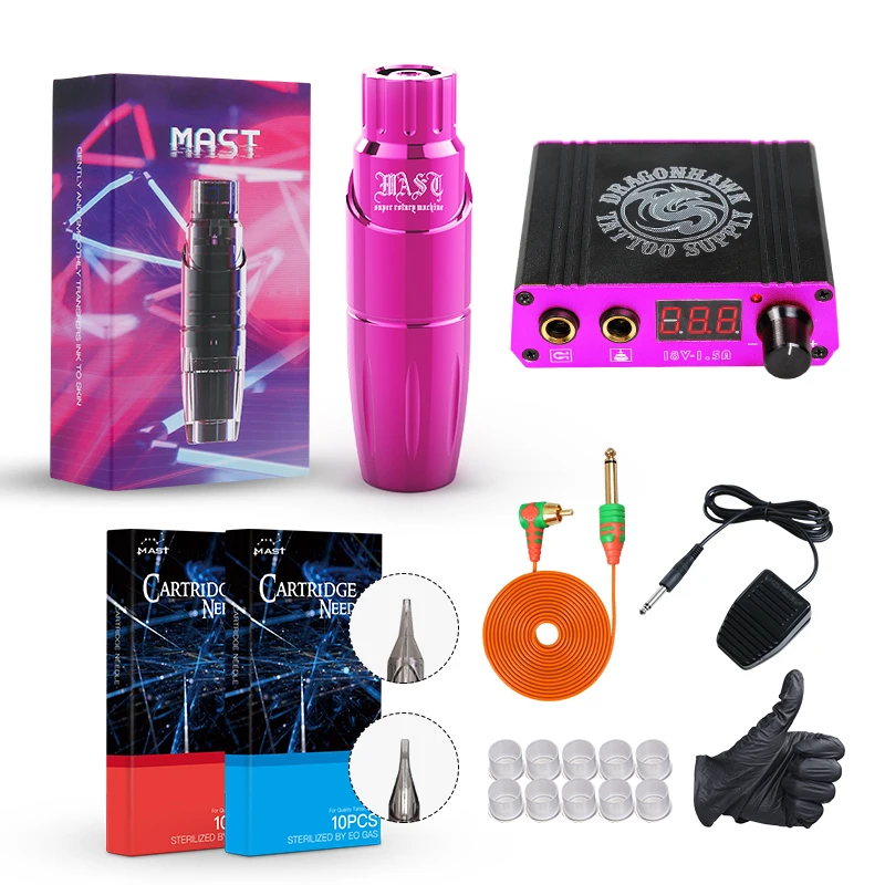 Набор для татуировок Mast Tour мини машинка цветной ЖК дисплей картридж питания иглы