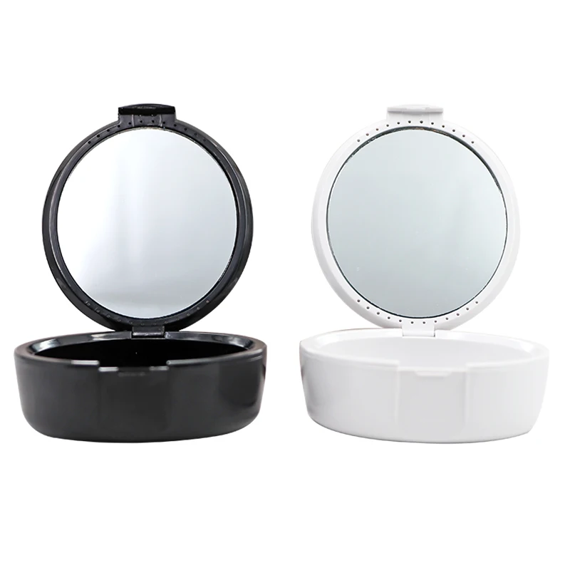 2pcs Dental False Teeth Storage Box Plastic Denture Case Organizer Bath Boxes with mirror |