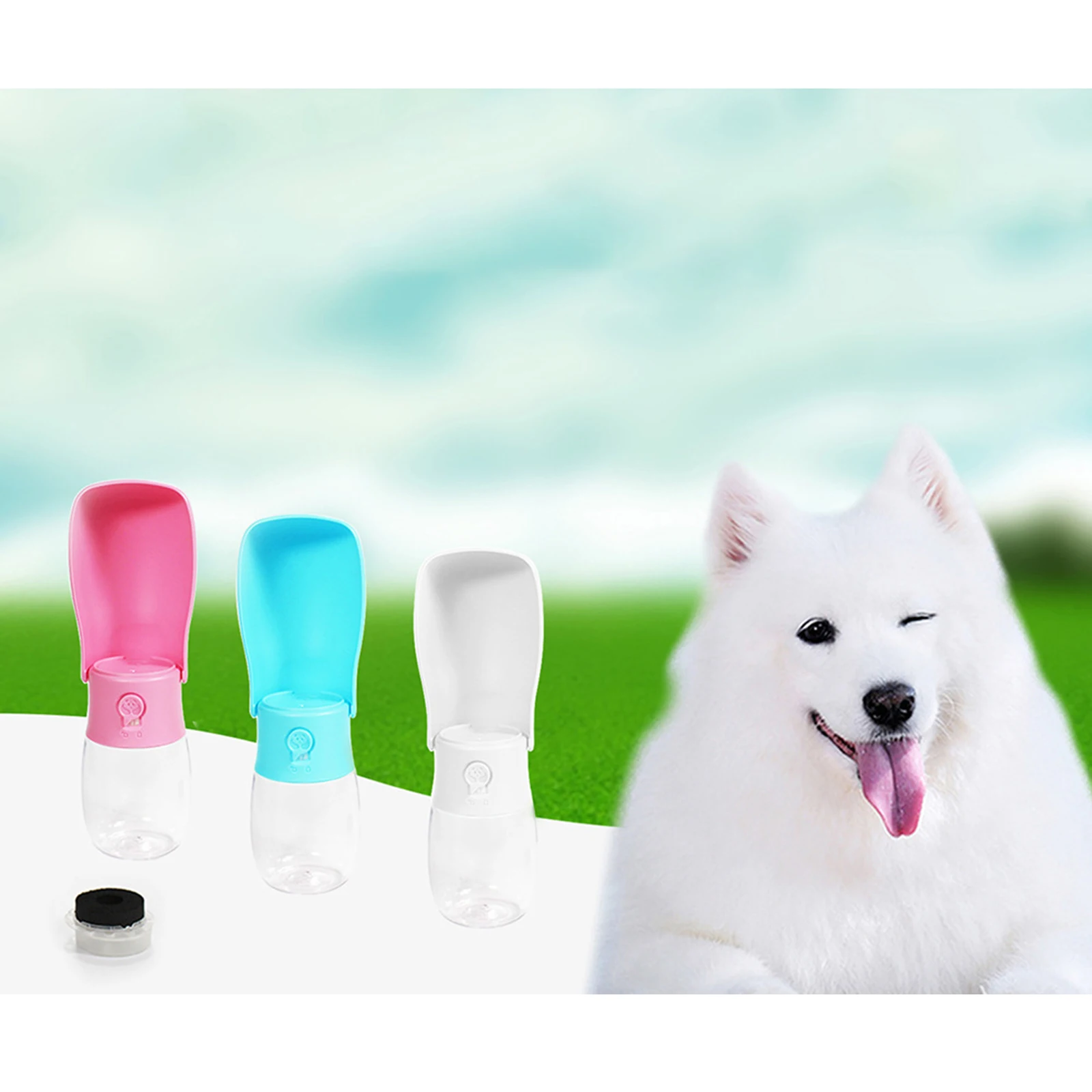 

Cat Dog Pet Water Bottle Drinking Mug Cup Puppy Travel Outdoor Portable 280ML