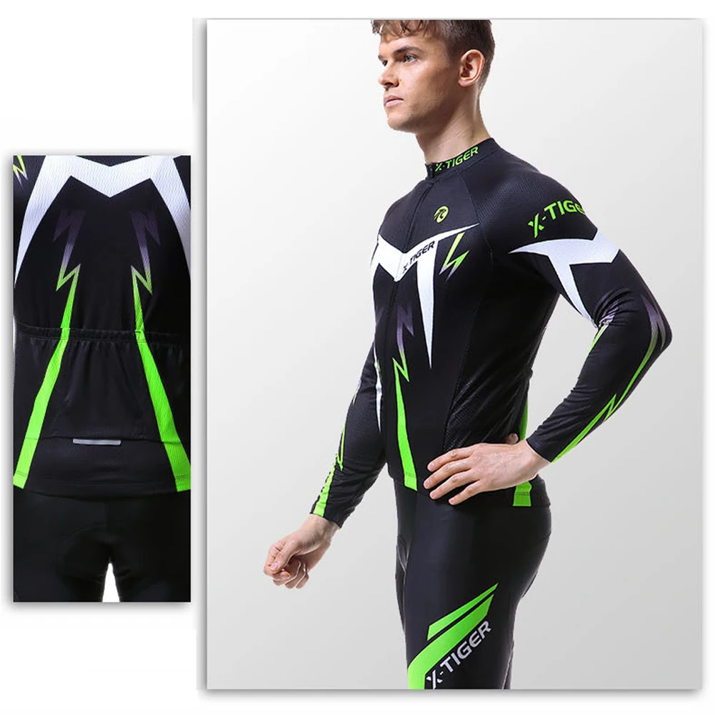 

Cycling Jerseys Set 5D Gel Padded Bib Pants Mens Breathable Long Sleeve Bicycle Clothing Sunscreen Cycling Suits Set 2021