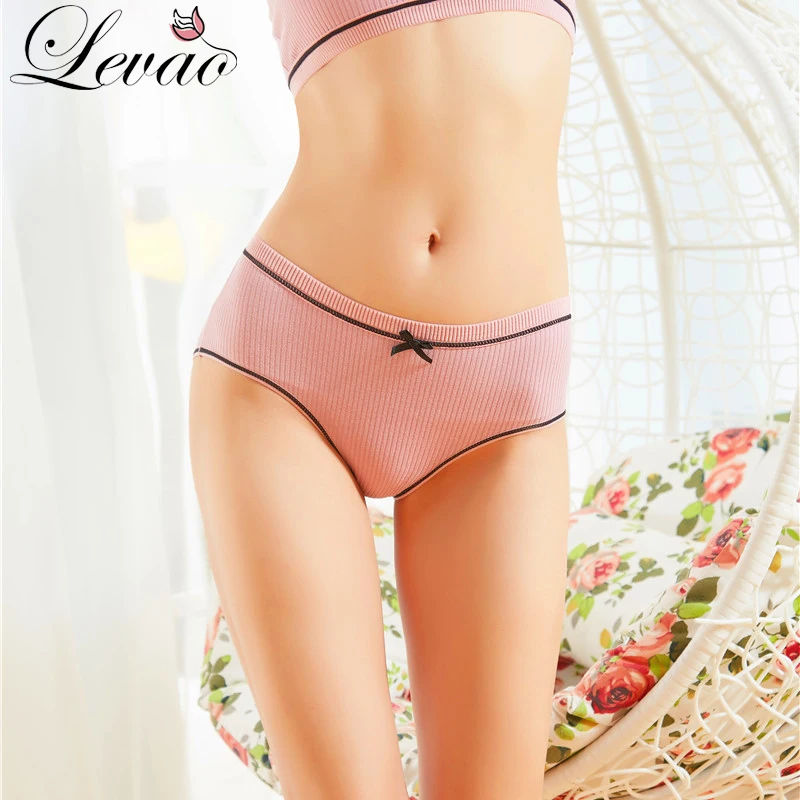 

LEVAO Women's Cotton Panties Soft Stripe Women Underpants Girls Briefs Sexy Female Lingerie Breathable Underwear Thread Knickers