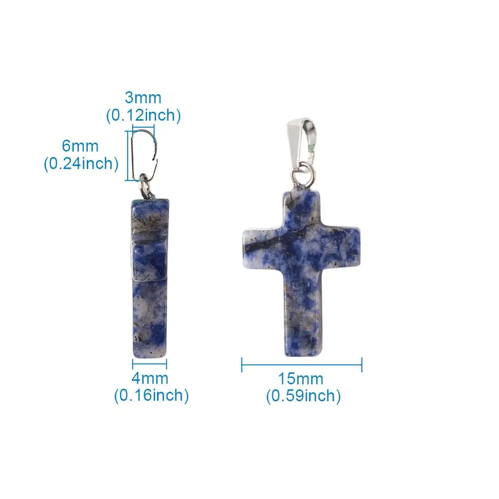 

Natural Synthetic Stone Cross Pendants For Jewelry Making DIY Dyed with Brass Pinch Bails 26x15x4mm, Hole: 3x6mm; 50pcs/box