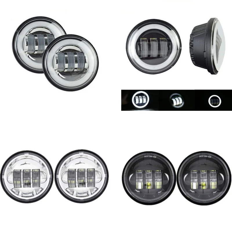 

1 Pair 4.5" 4 1/2 inch Motorcycle Chrome Black LED Fog Passing Auxiliary Light for Road King 4.5Inch LED Fog Light