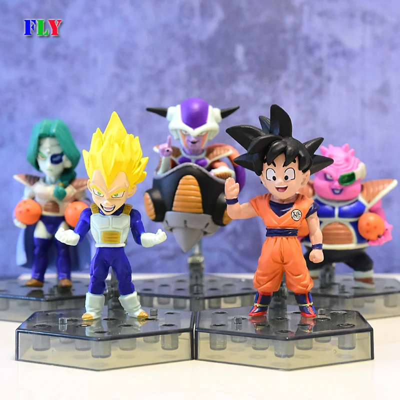 

BANDAI Dragon Ball Action Figure Q Version Combination Anime Doll Majinbuu Vegetajv Son Goku Set Rare Model Decoration