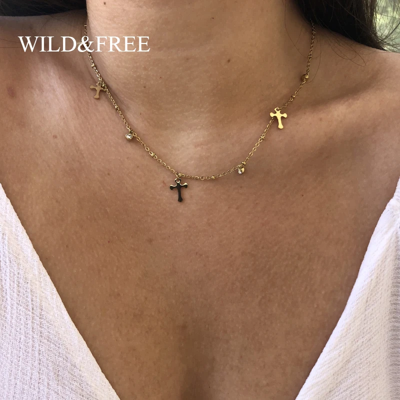 Wild & Free изящные нержавеющая сталь цепочка колье для женщин изготовлено вручную