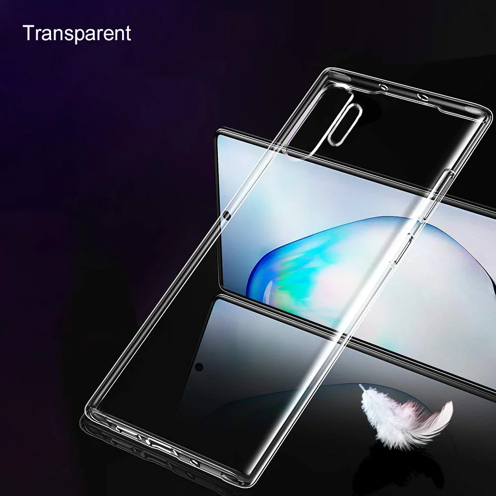 Чехол для samsung Galaxy Note 10 Plus, чехол из ТПУ с покрытием для samsung Note 10, чехол - Цвет: Transparent