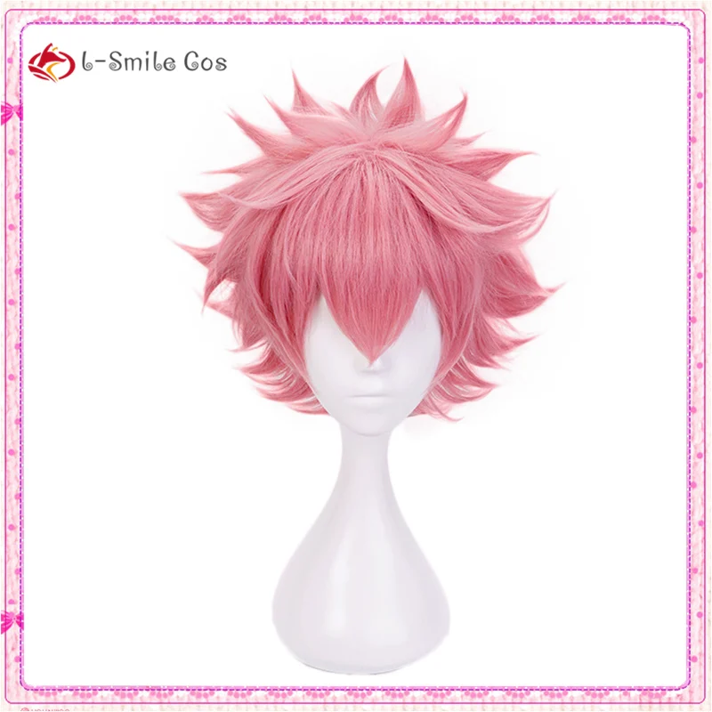Розовый парик My Hero Academia Mina Ashido с головным убором костюм для косплея термостойкий