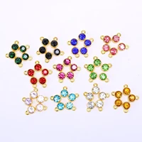 20pcs zinc based alloy glass birthstone charms pendant for jewelry making round gold color purple 10mm x 7mm
