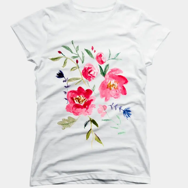 Женская футболка с цветочным принтом летняя коротким рукавом|Футболки| |