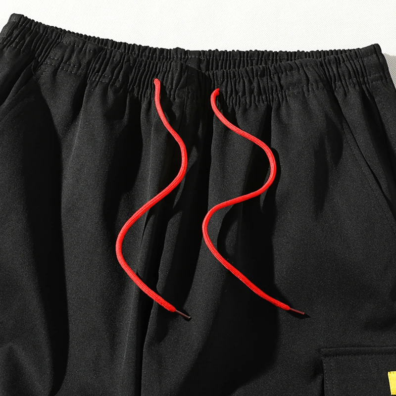 

2020 Summer New Polyester Shorts Loose Men's Casual Shorts Black White Drawstring Waist Bermuda Shorts Men Plus Size 4XL 5XL