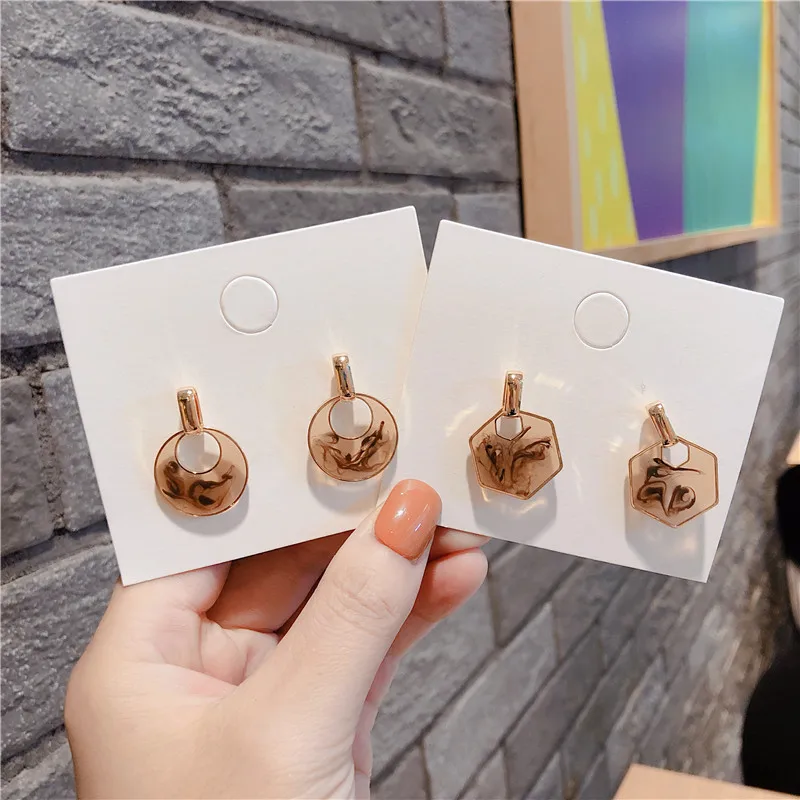 Европа Америка простые геометрические полые серебряные иглы популярные серьги