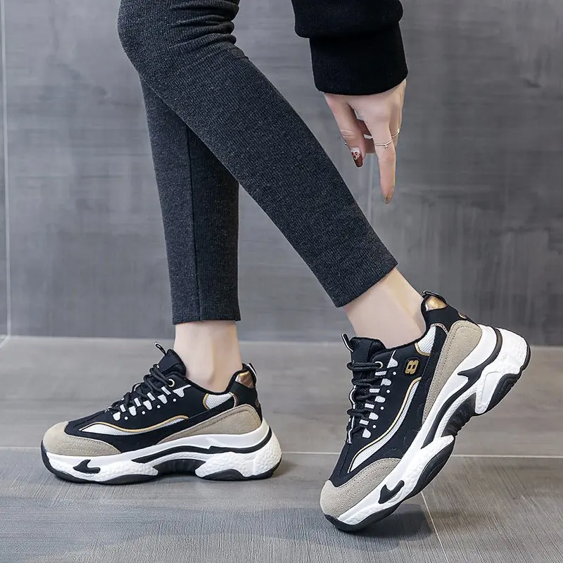 

New Women Casual Shoes Plus Velvet Thick-soled Increased Sneakers Woman Platform Sport Shoes Ladies Trainers Zapatos De Mujer