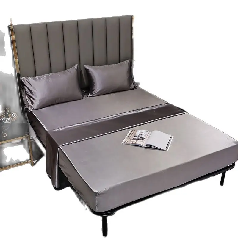 

Bubble Kiss Fitted Sheet Simulation Silk Satin Bed Linen Soft Smooth Comfort Bedspread Solid Color Luxury Queen King Size Sheet