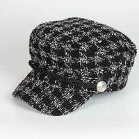 wholesale autumn winter military sailor hat for lady black flat top female travel cadet captain cap beret women hat