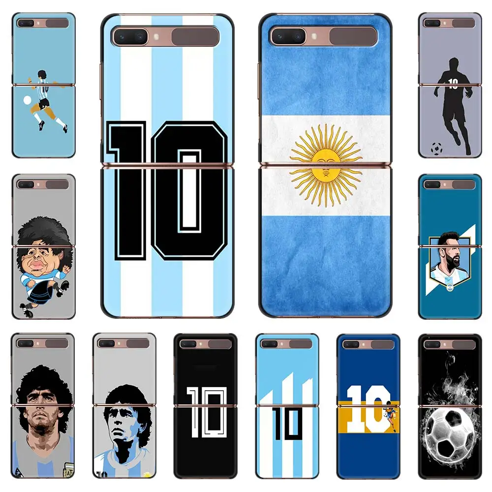 

Phone Case For Samsung Galaxy Z Flip Fold Hard PC Cover For Galaxy ZFlip 5G Mobile Bag Back Shell Argentina Football No. 10